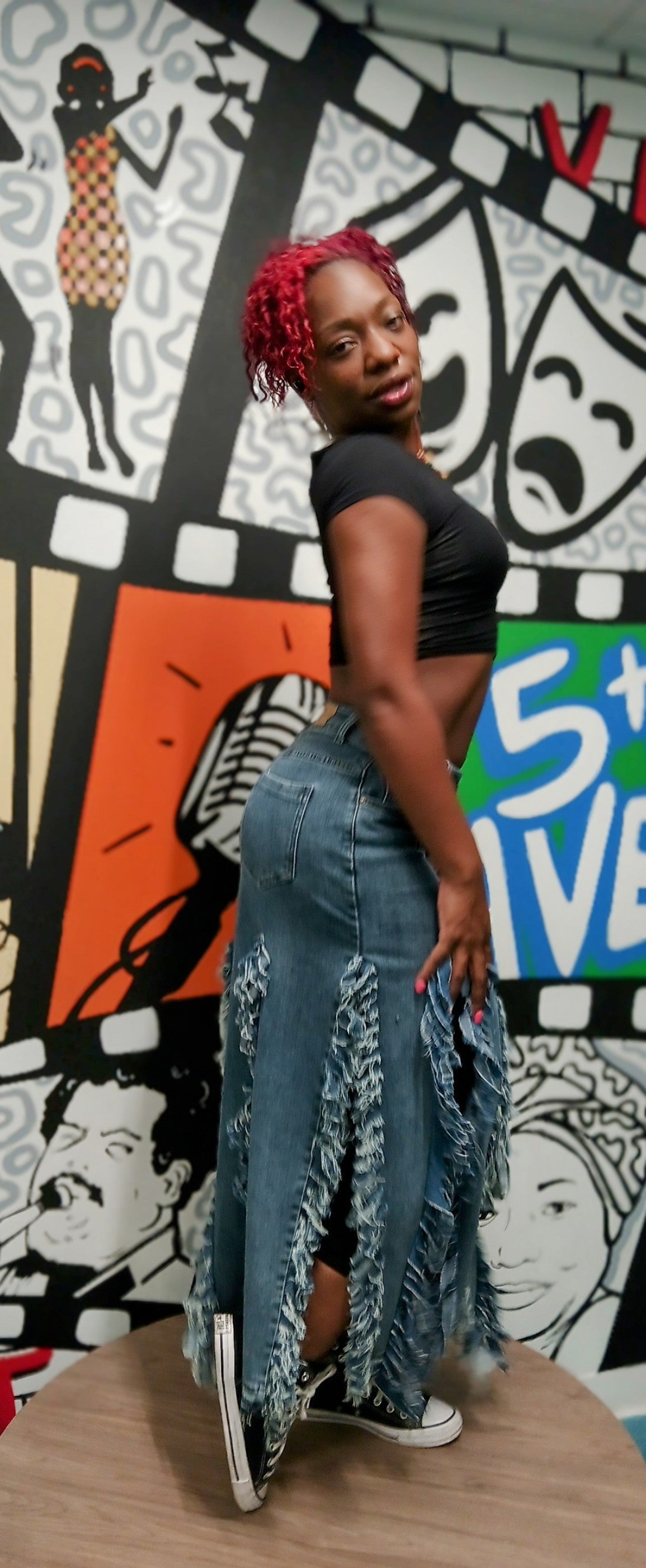 REIMAGINE DENIM: 6-SPLIT UPCYCLED SKIRT only (Small)