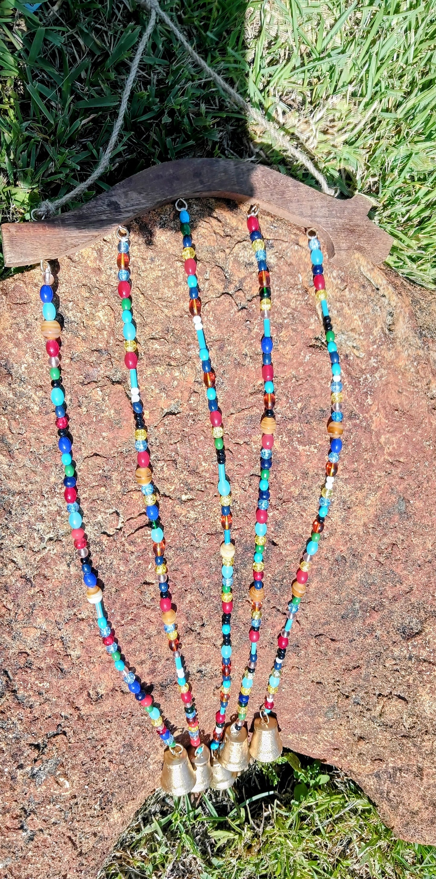 Bohemian Beaded Wind Chime with Brass Bells