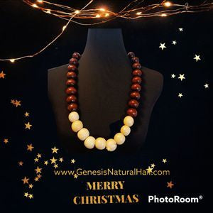 Ebony & Ivory Wooden Beaded Necklace