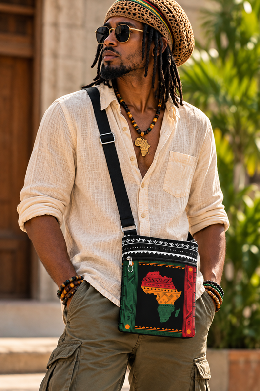 Genesis Unique Afro Denim Upcycled Crossbody Bag