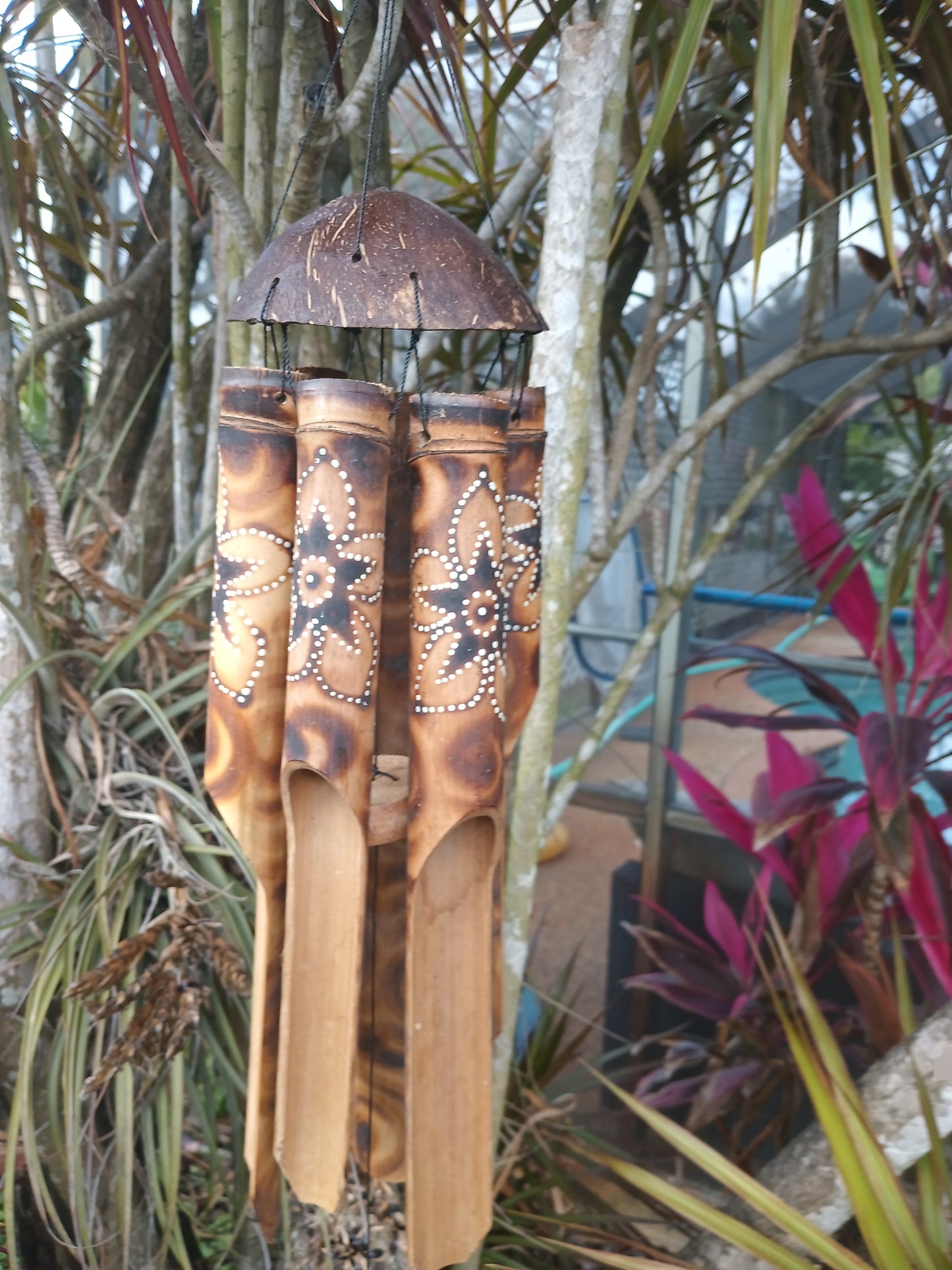 Hand-Painted Bamboo Wind Chime – 39”