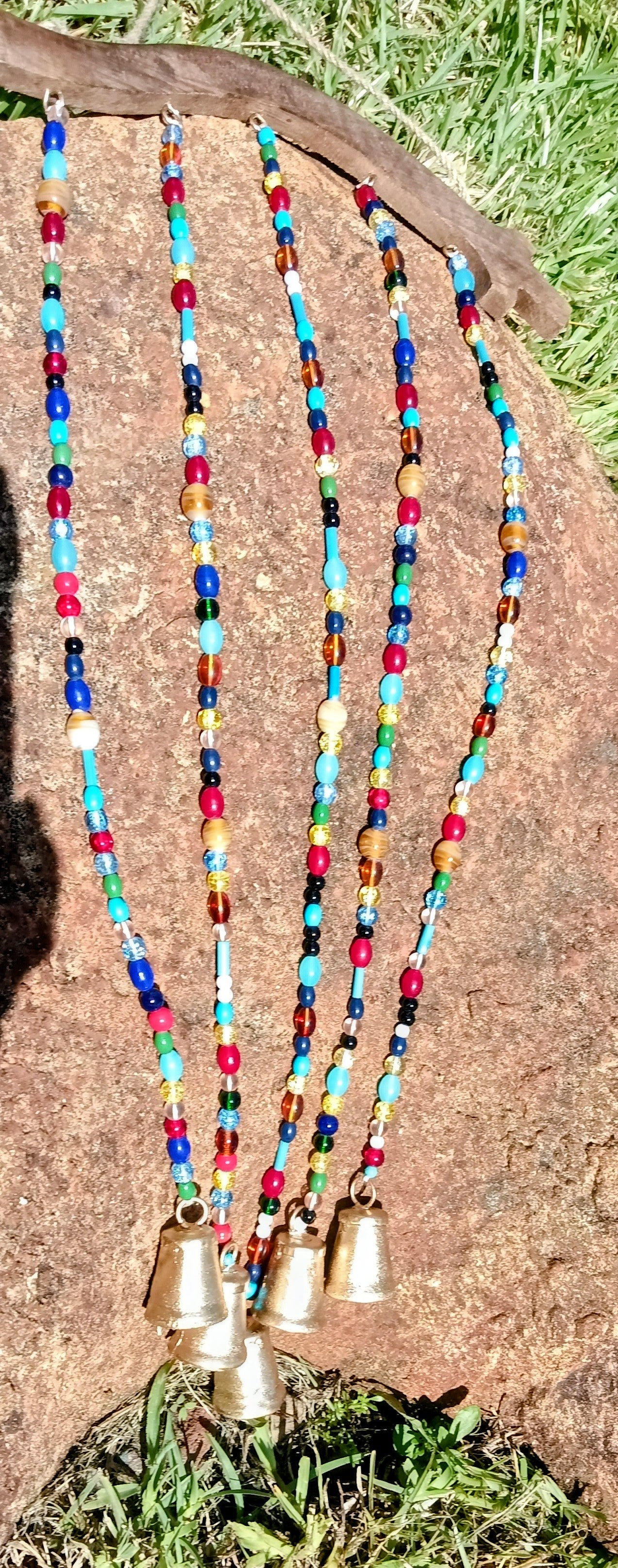 Bohemian Beaded Wind Chime with Brass Bells