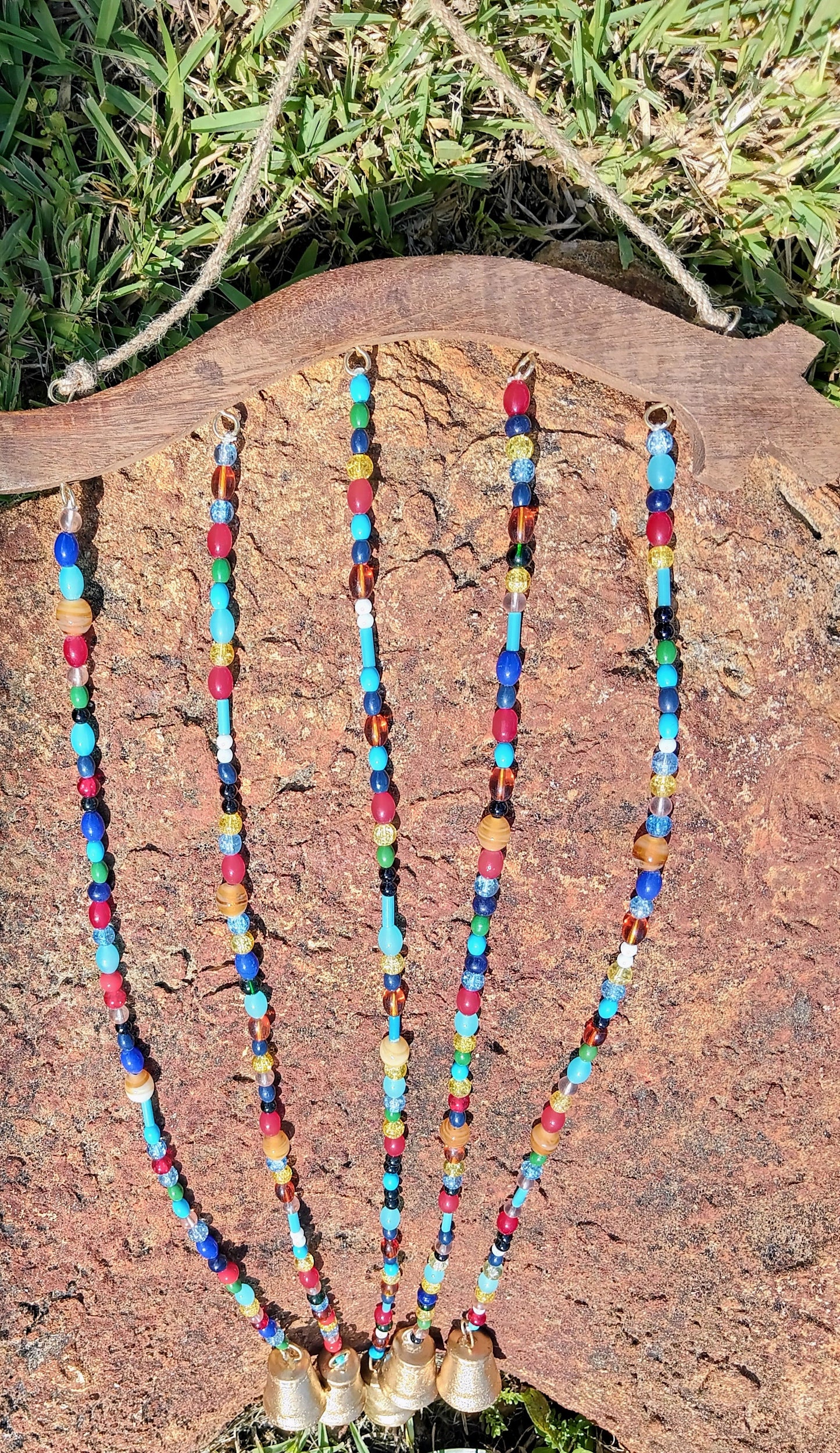 Bohemian Beaded Wind Chime with Brass Bells